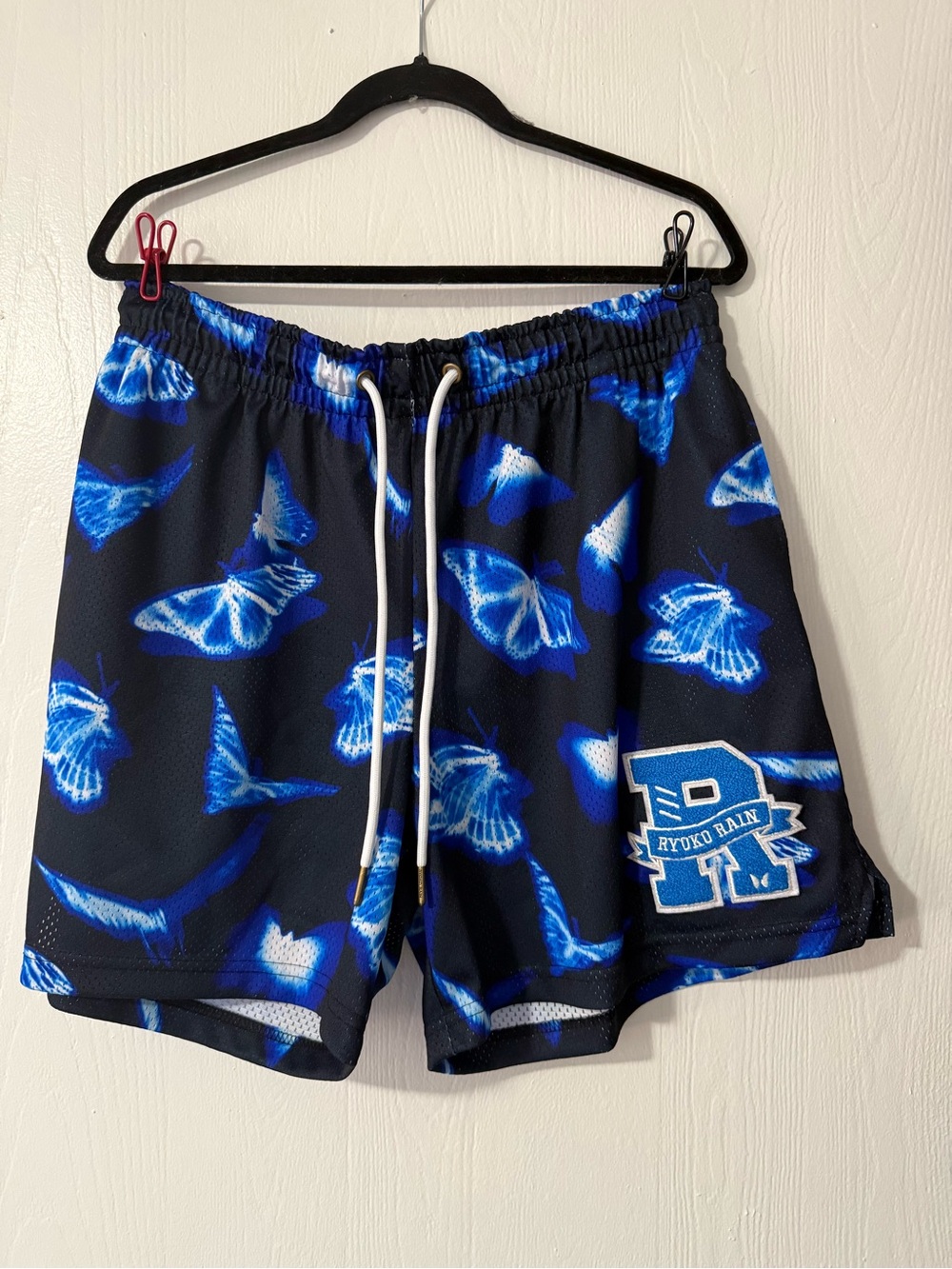RYOKO RAIN BLUE BLACK BUTTERFLY SHORTS